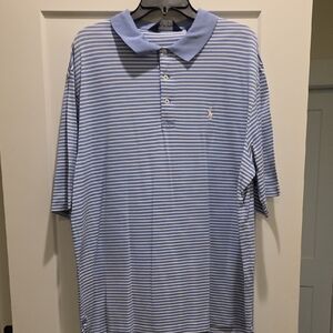 Men's Light Blue Striped Polo Shirt